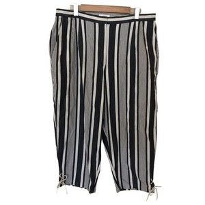 Talbots Woman Stretch Blue and White Striped Cropped Pants Size 20W